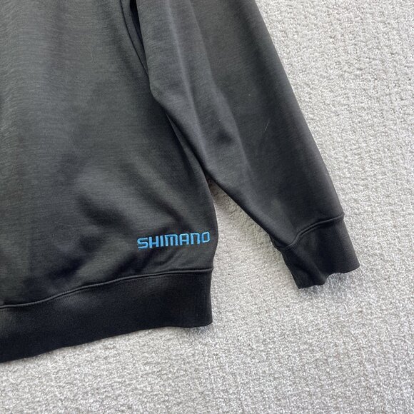 Shimano Cycling / Fishing Outdoors Athletic Hoodie Men Sz L Black w/ Blue Logo** - Picture 13 of 16